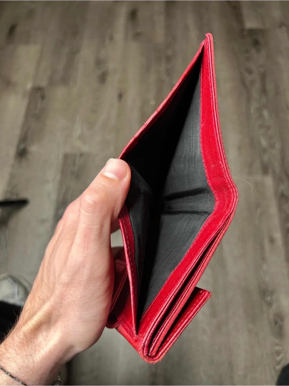 Prada Red Saffiano Trifold Wallet with Triangle Logo - Picture 6 of 7
